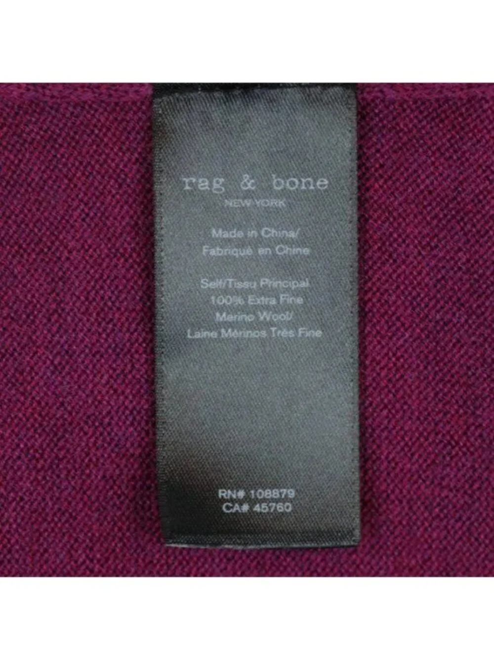 Rag & Bone Women's Extra Small Purple Gray Merino Wool V-Neck Tight Knit Sweater